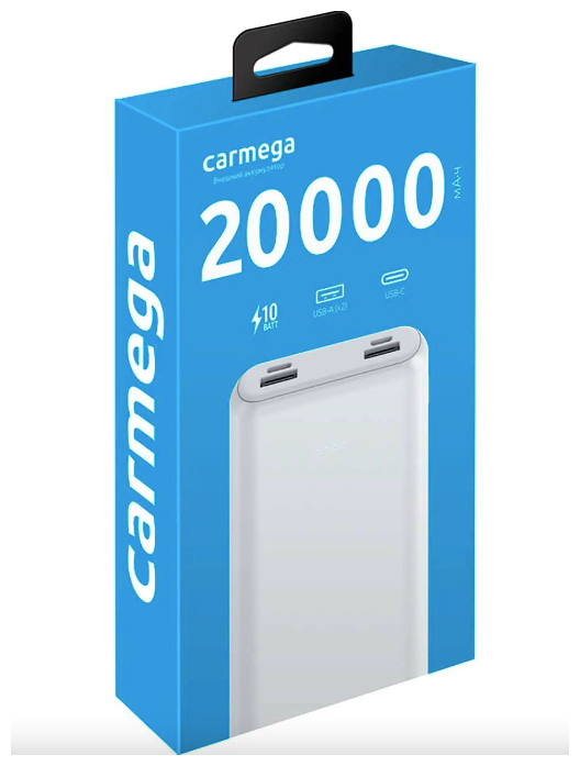 Внешний аккумулятор Carmega 20000mAh Charge 20 white (CAR-PB-202-WH)