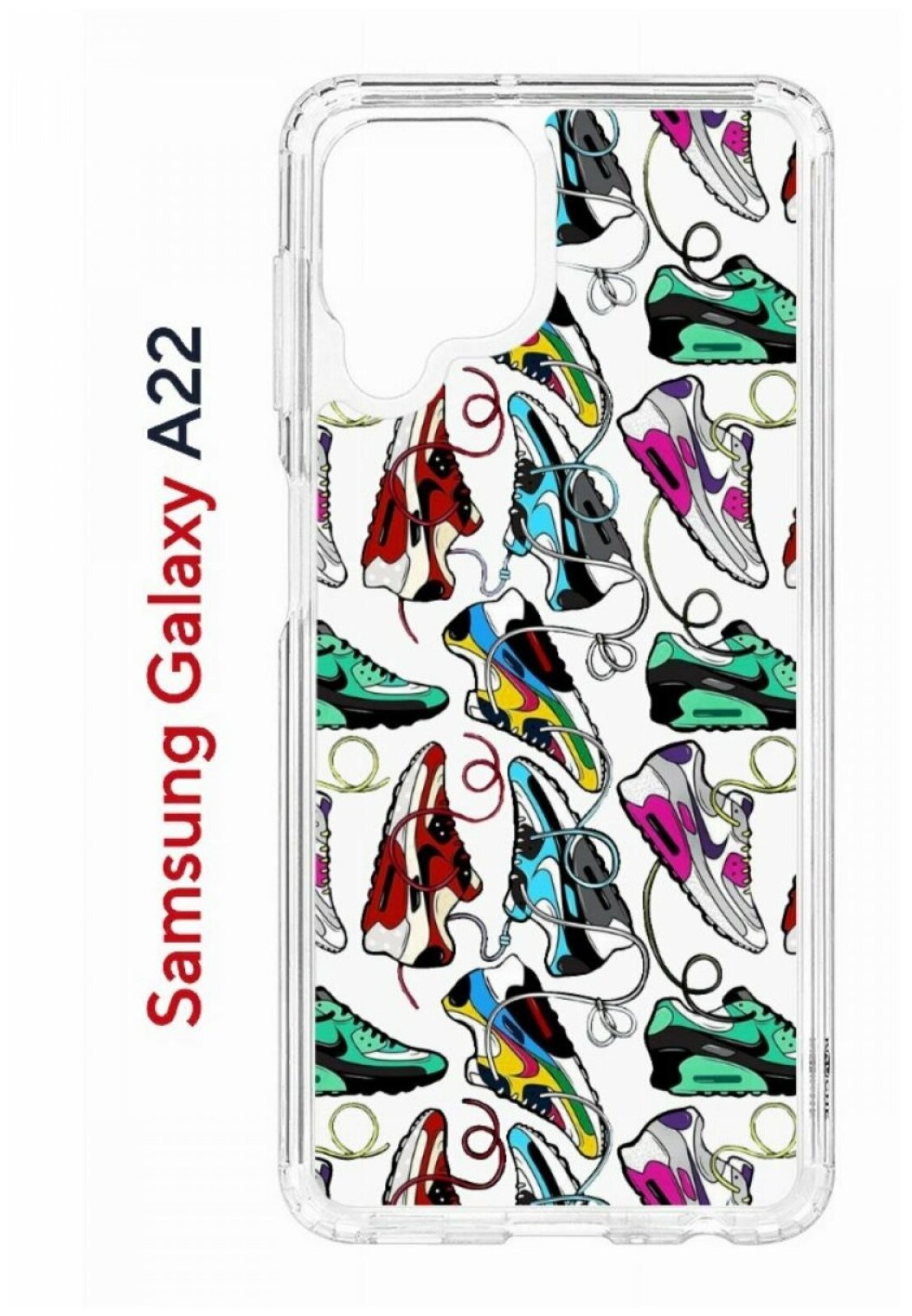 Чехол для Samsung Galaxy A22 Kruche Print Кроссы Nike Air Max, противоударный силиконовый бампер с рисунком, пластиковая накладка с защитой камеры