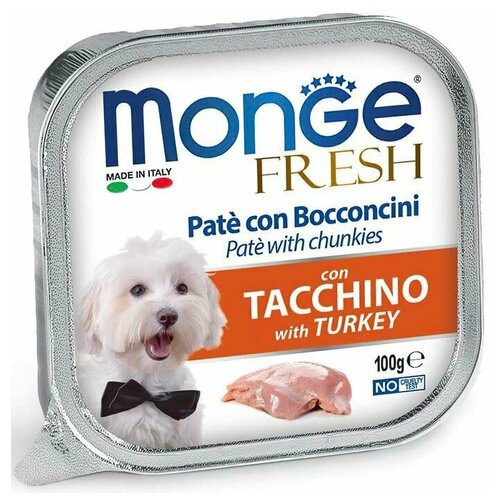 Влажный корм Monge Dog Fresh для взрослых собак с индейкой в ламистерах - 100 г