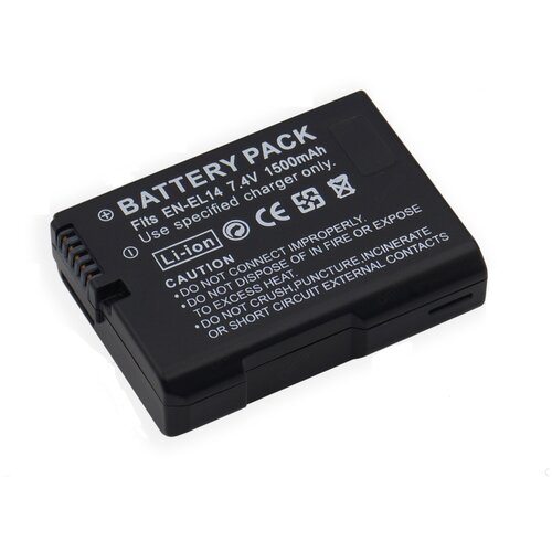 Аккумулятор для фотоаппарата Nikon EN-EL14 EN-EL14a CS-ENEL14A 7,4V 1500mAh код BATCAM12 аккумуляторная батарея для фотоаппарата nikon coolpix p7000 en el14 7 4v 1150mah