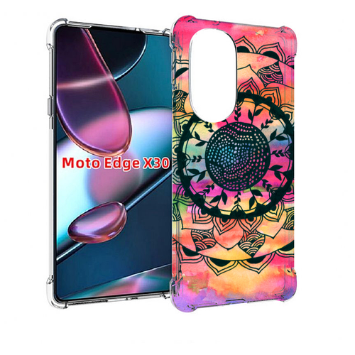 Чехол MyPads яркая абстракция круглый цветок для Motorola Moto Edge X30 задняя-панель-накладка-бампер