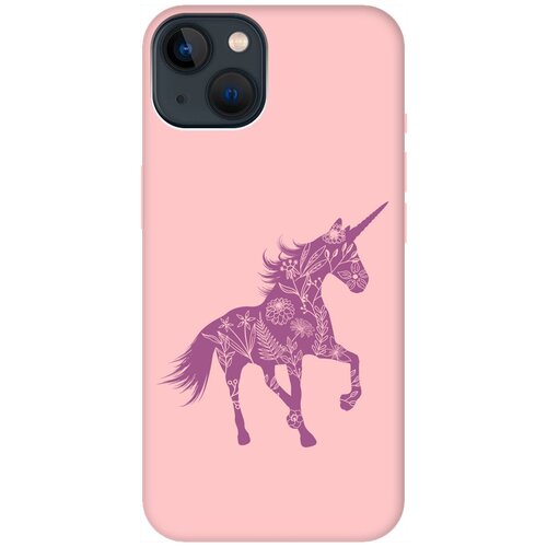 Силиконовый чехол на Apple iPhone 14 Plus / Эпл Айфон 14 Плюс с рисунком Floral Unicorn Soft Touch розовый силиконовый чехол на apple iphone 14 plus эпл айфон 14 плюс с рисунком unicorn dab soft touch розовый