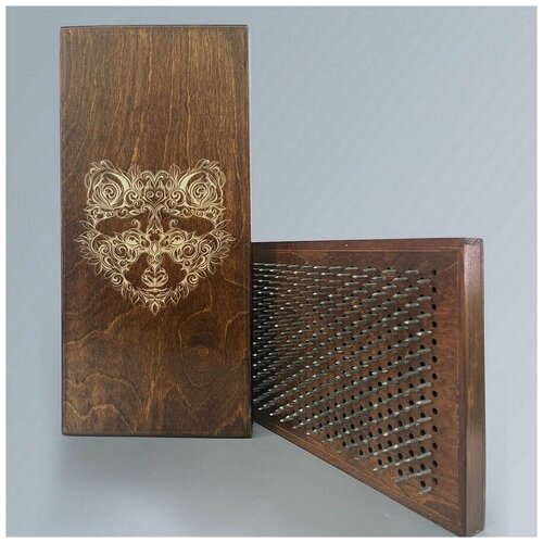 фото Доска садху с динамическими гвоздями, шаг 10мм, цвет венге модель животные енот - 1095 сила души и тела