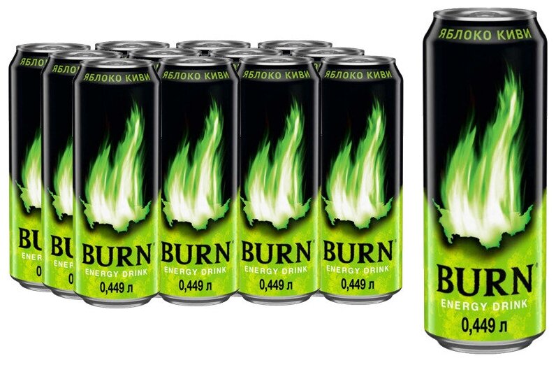 Энергетический напиток Burn Яблоко-Киви 0.449л - фотография № 6