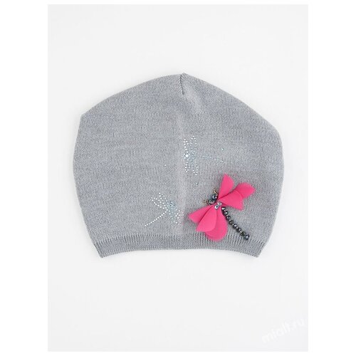 фото Шапка бини mialt, размер 54-56, серый, красный