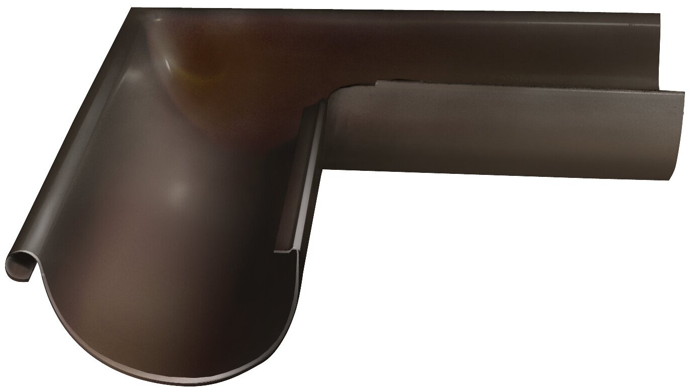 Угол желоба металлический внешний d125 мм 90° водостока Grand Line, RR 32 темно-коричневый