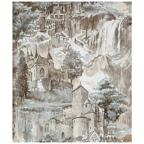 Обои виниловые YIEN Loft Мотив замки бежево-коричневые 10х106 м 52045-2 2400₽