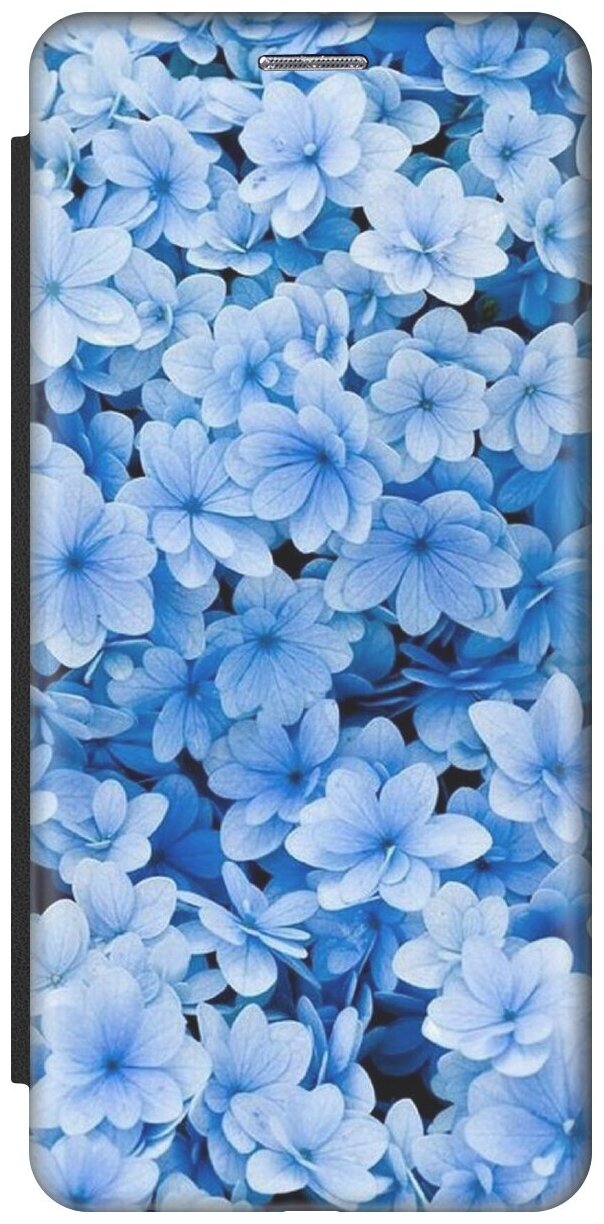 Чехол-книжка Голубые цветочки на Nokia 4.2 / Нокиа 4.2 черный