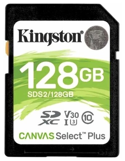 Карта памяти SDXC Kingston 128 Гб класс 10 UHS-I U3 Canvas Select PLUS Secure Digital flash card