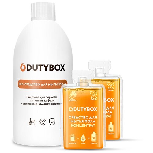 Dutybox Средство для мытья пола. Многоразовая бутылка и 2 концентрата (2 x 500 мл готового средства)