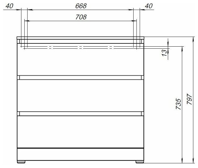 Комод Aquanet Сканди 80х48 дуб крафт, 3 ящика - фото №10