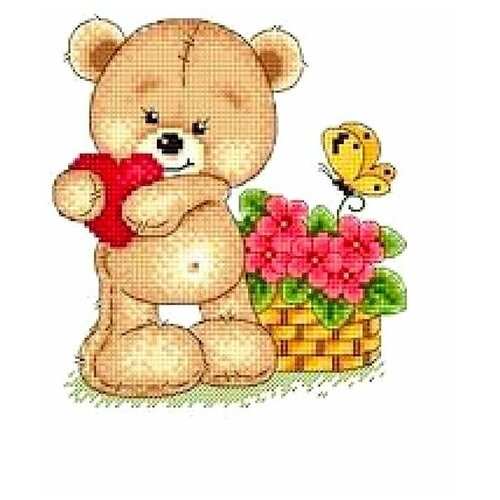 Набор для вышивания Сделано с любовью "Дарю любовь" 13x18 см, Медведи Сердце Животные Цветы