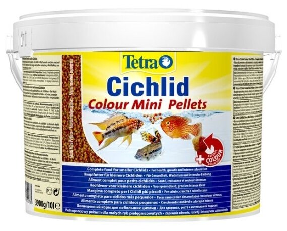 Корм для усиления насыщенности окраса цихлид Tetra Cichlid Colour Mini 10л мелкие шарики