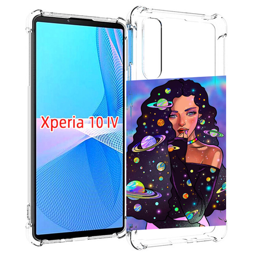 Чехол MyPads девушка-с-планетами-в-волосах женский для Sony Xperia 10 IV (10-4) задняя-панель-накладка-бампер