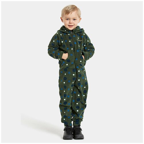 фото Комбинезон флисовый monte printed 504450-494 didriksons, размер 90, цвет 494-горошек на зеленом