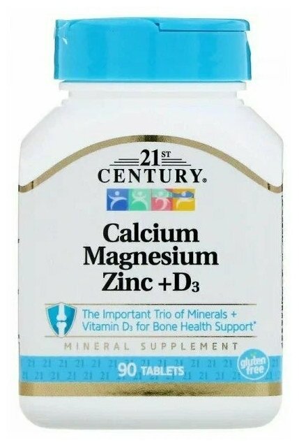 21st Century Health Care Calcium Magnesium Zinc + D3 90 таблеток