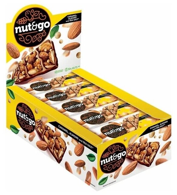 Nut&Go батончик миндальный, 18шт. Х 34 г