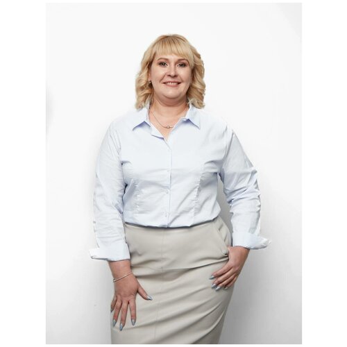 Рубашка женская из хлопка приталенная блузка офисная классическая с длинным рукавом