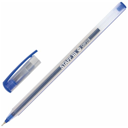 Ручка шариковая масляная STAFF OBP-316 синяя корпус матовый игольчатый узел 0 6 мм линия письма 0 3 мм, 50 шт
