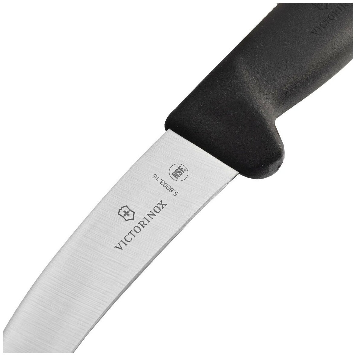 Нож кухонный Victorinox Fibrox (5.6903.15) стальной лезв.150мм прямая заточка черный - фото №5