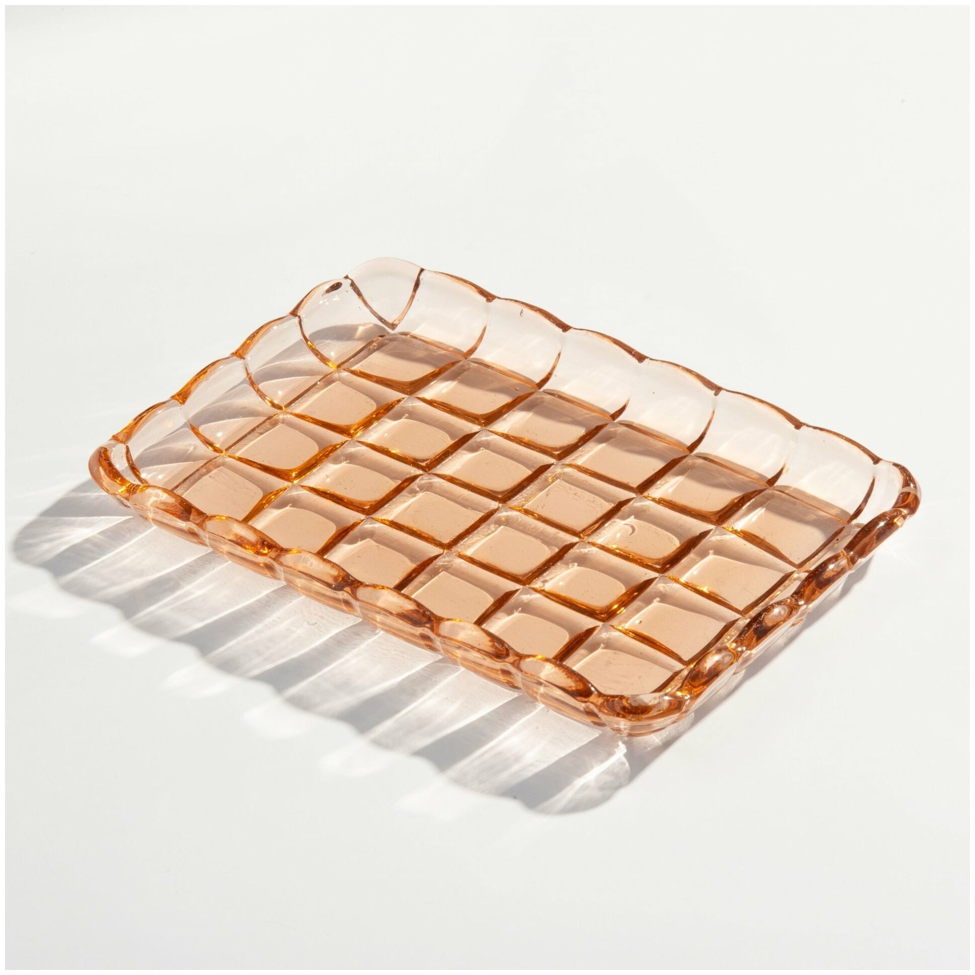 фото Поднос прямоугольной формы с геометрическим декором, стекло, СССР, 1940-1960 гг.