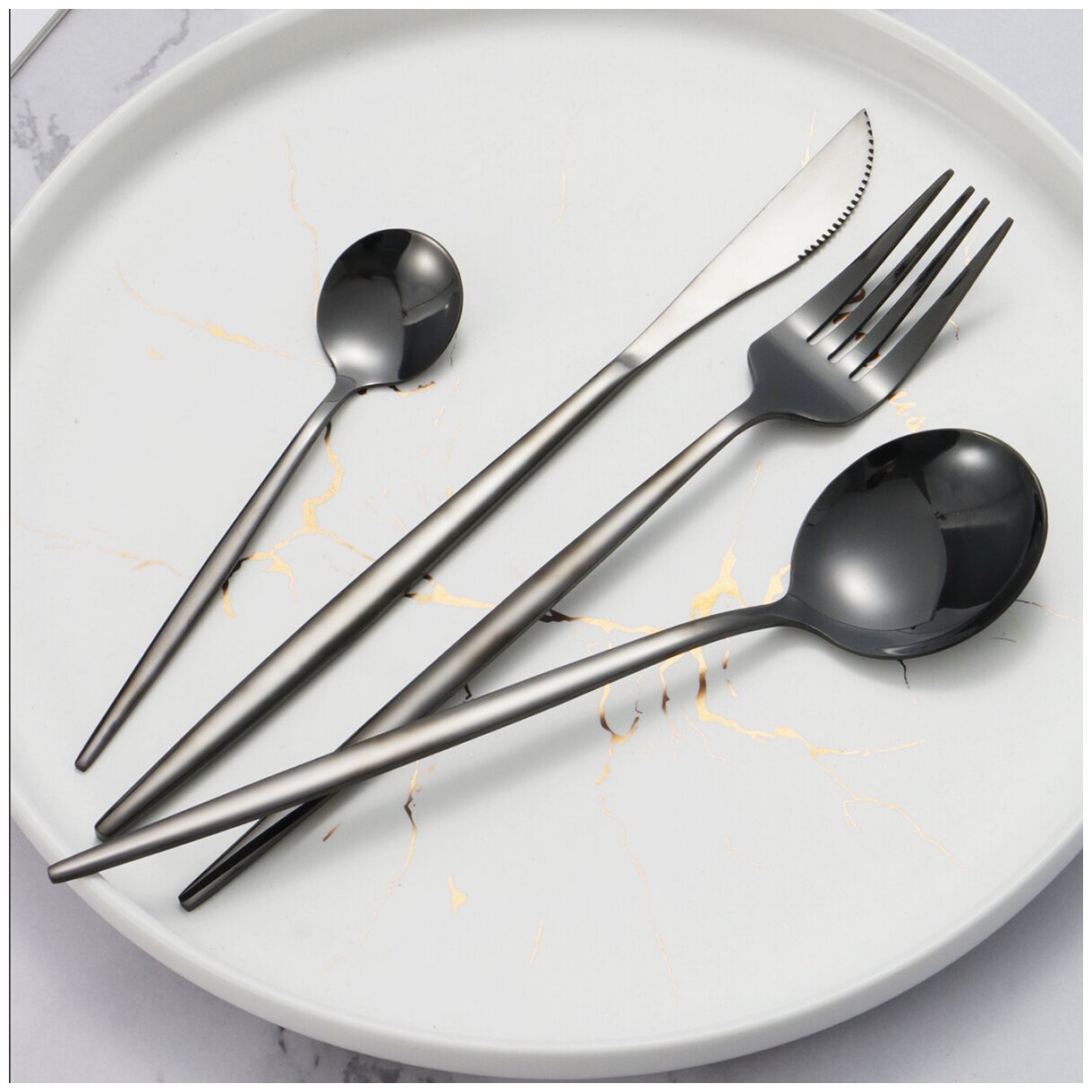 Набор черных столовых приборов Modern-10 Black (4 предмета на 1 персону)
