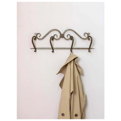 Вешалка настенная настенная для одежды в прихожей с крючками бронза, 76х4х17 см