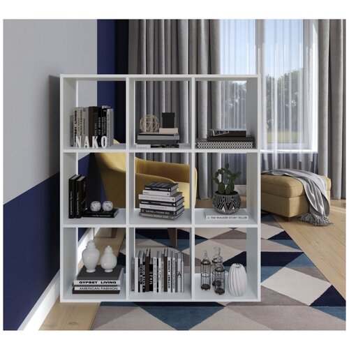 Стеллаж Лея 9 Секций Белый (ШхВхГ) 108.4х123.6х34 см.