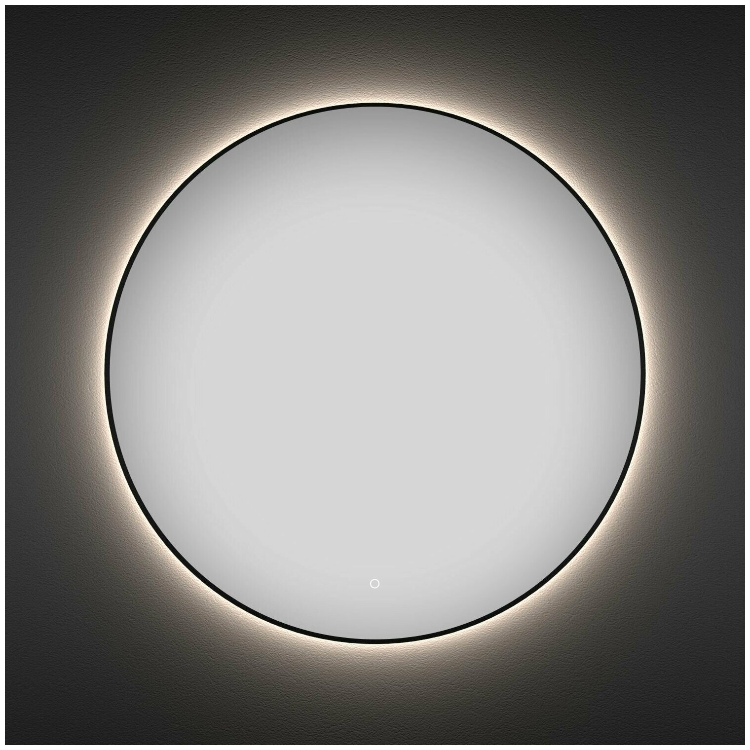 Настенное зеркало в ванную с подсветкой Wellsee 7 Rays' Spectrum 172200130 : влагостойкое круглое зеркало 70 см с черным матовым контуром