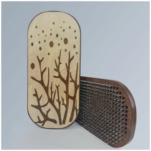фото Доска с гвоздями садху для йоги / овал / море / кораллы - 1775 / венге artwood