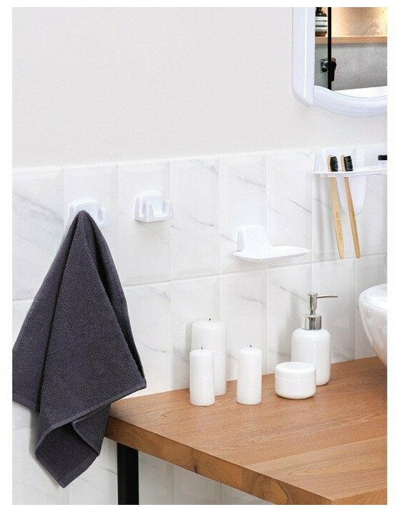 Набор для ванной комнаты, цвет белый - фотография № 5