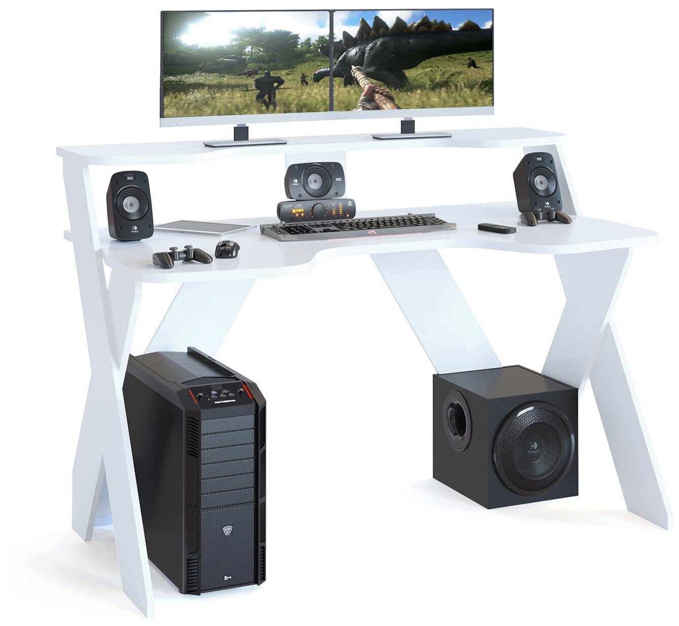 Стол компьютерный игровой КСТ-118, цвет белый, ШхГхВ 135х80х96,3 см. — фото 1