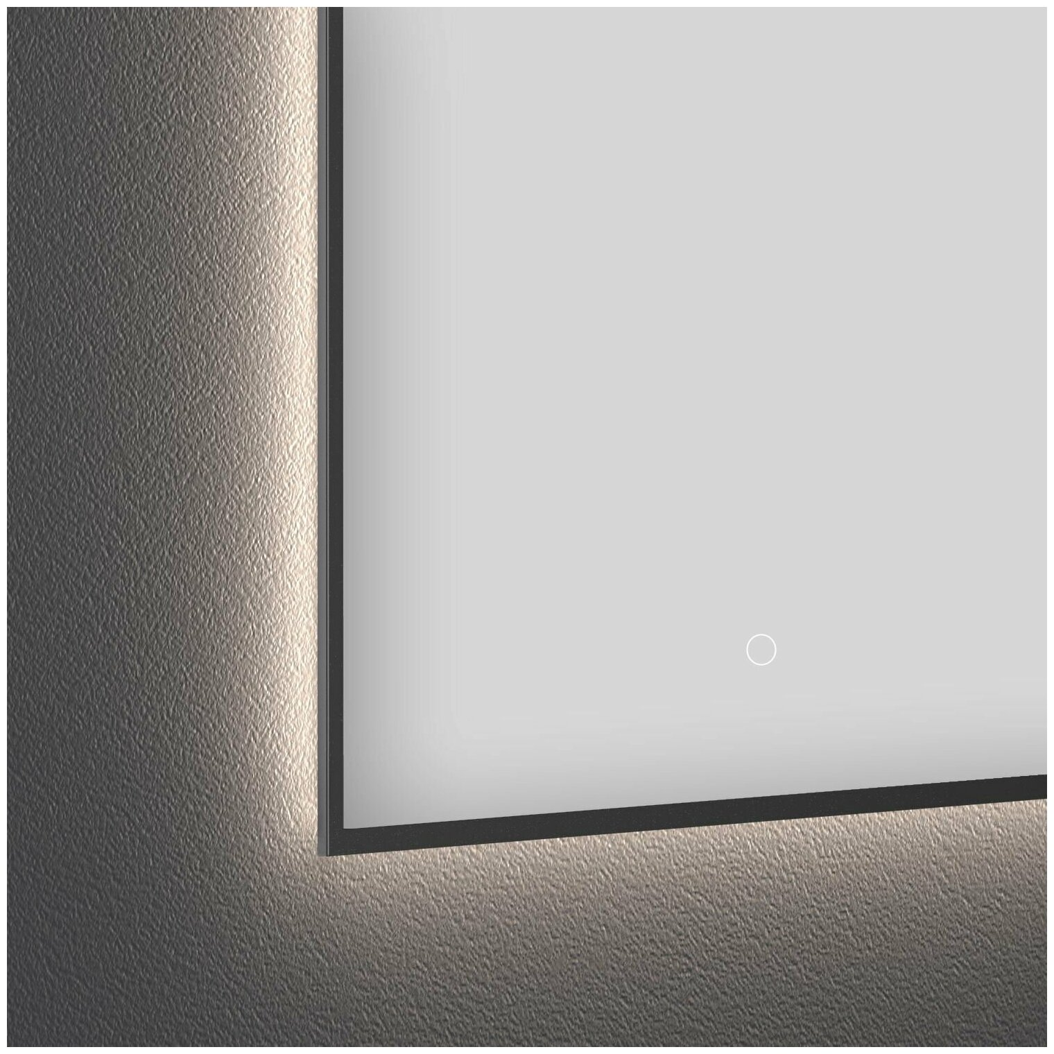 Настенное зеркало в ванную с подсветкой Wellsee 7 Rays' Spectrum 172200360 : влагостойкое квадратное зеркало 65х65 см с черным матовым контуром - фотография № 2