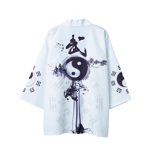 фото Карнавальные костюмы кардиган шелковый оверсайз кимоно накидка хаори иньян белый аниме японский стиль размер l (160-175) vlasov