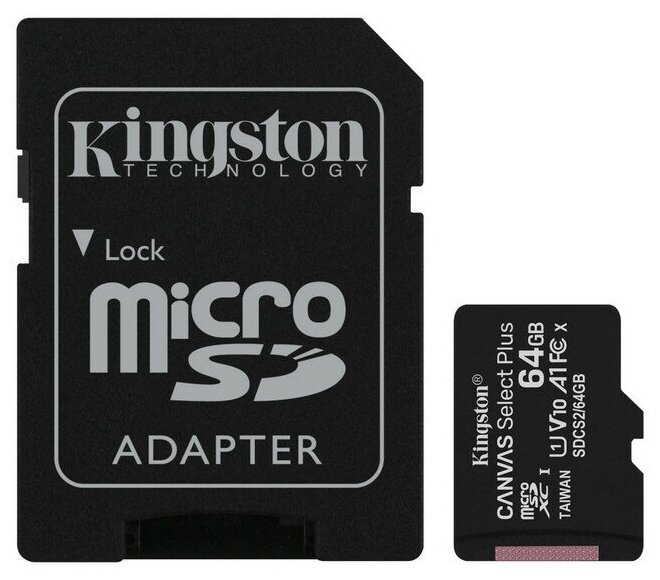 Карта памяти Kingston Canvas Select Plus microSDXC 64 ГБ [SDCS2/64GB]