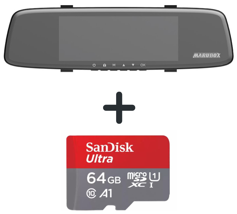 Видеорегистратор с радар-детектором Marubox M680R + SanDisk microSDXC UHS-I 64Gb (120mb/sec)