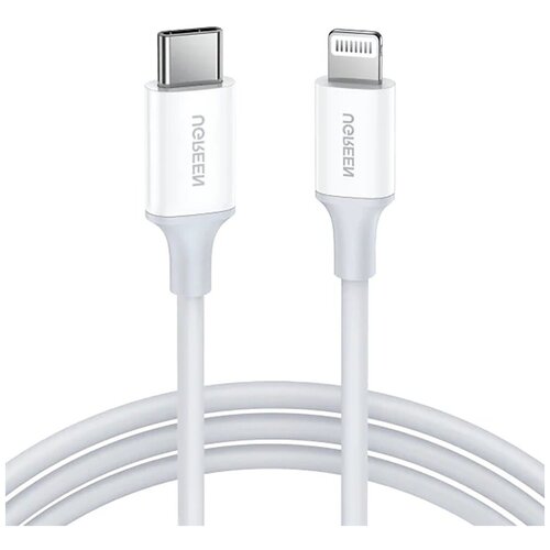 Кабель Ugreen USB C - Lightning, резиновое покрытие, цвет белый, 2 м (60749) кабель для ipod iphone ipad belkin boost charge usb c lightning 1m caa004bt1mbk black