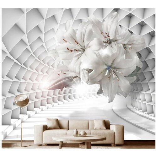 Фотообои на стену флизелиновые 3D Модный Дом Цветочный тоннель 350x300 см (ШxВ)