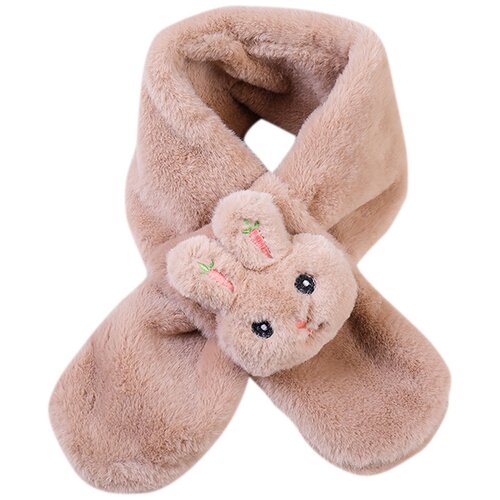 фото Детский плюшевый шарф с зайчиком мягкий шарф с ушками бежевый market toys lab