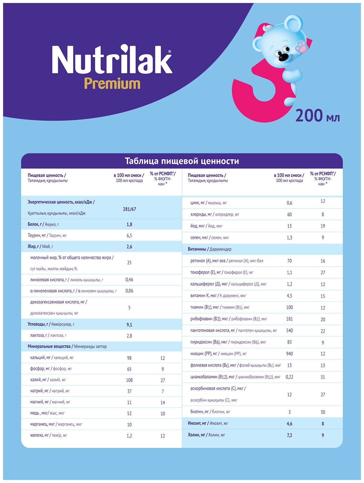 Молочный напиток Нутрилак Premium 3, 200 мл - фото №18