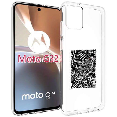 Чехол MyPads ворон в абстракции для Motorola Moto G32 задняя-панель-накладка-бампер