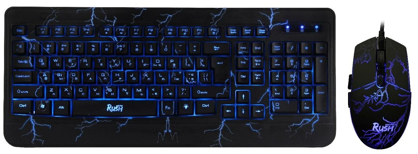 Игровой набор Smartbuy Rush Thunderstorm 3 в 1, клавиатура+мышь+ковер, проводной, 2400 dpi 9104840