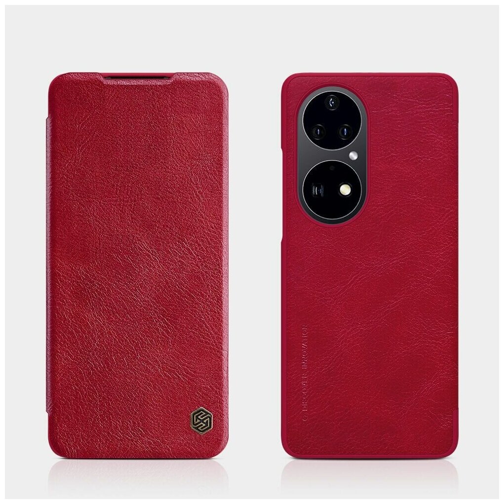 Кожаный чехол-книжка Nillkin Leather Qin для Huawei P50 Pro красный
