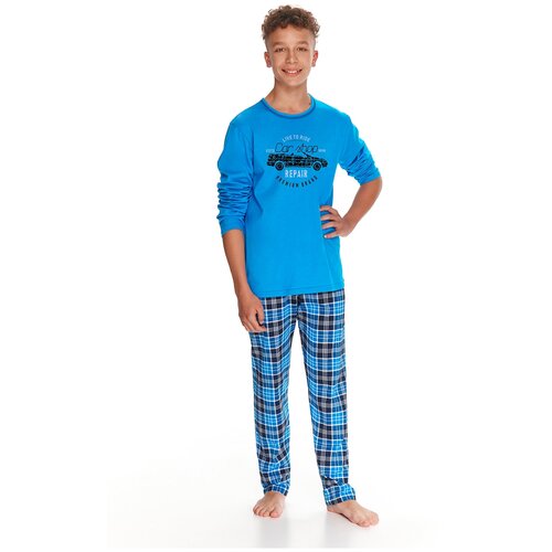 Пижама Taro, брюки, лонгслив, размер 158, синий