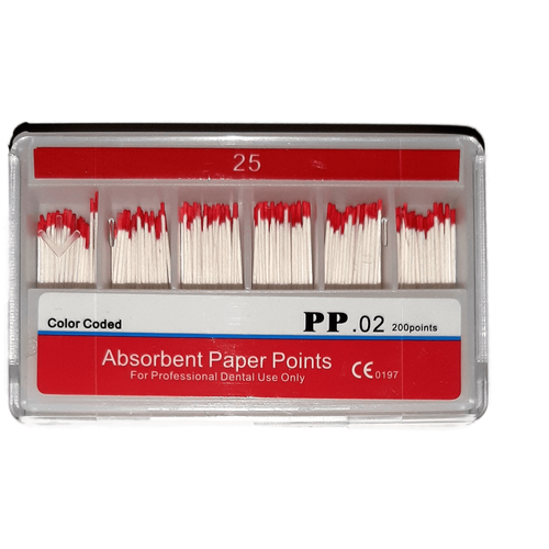 Штифты бумажные абсорбирующие эндоканальные стоматологические Absorbent Paper Points (HAND ROLLED) , конусность 06, размер №15-40, 100 шт. в упаковке