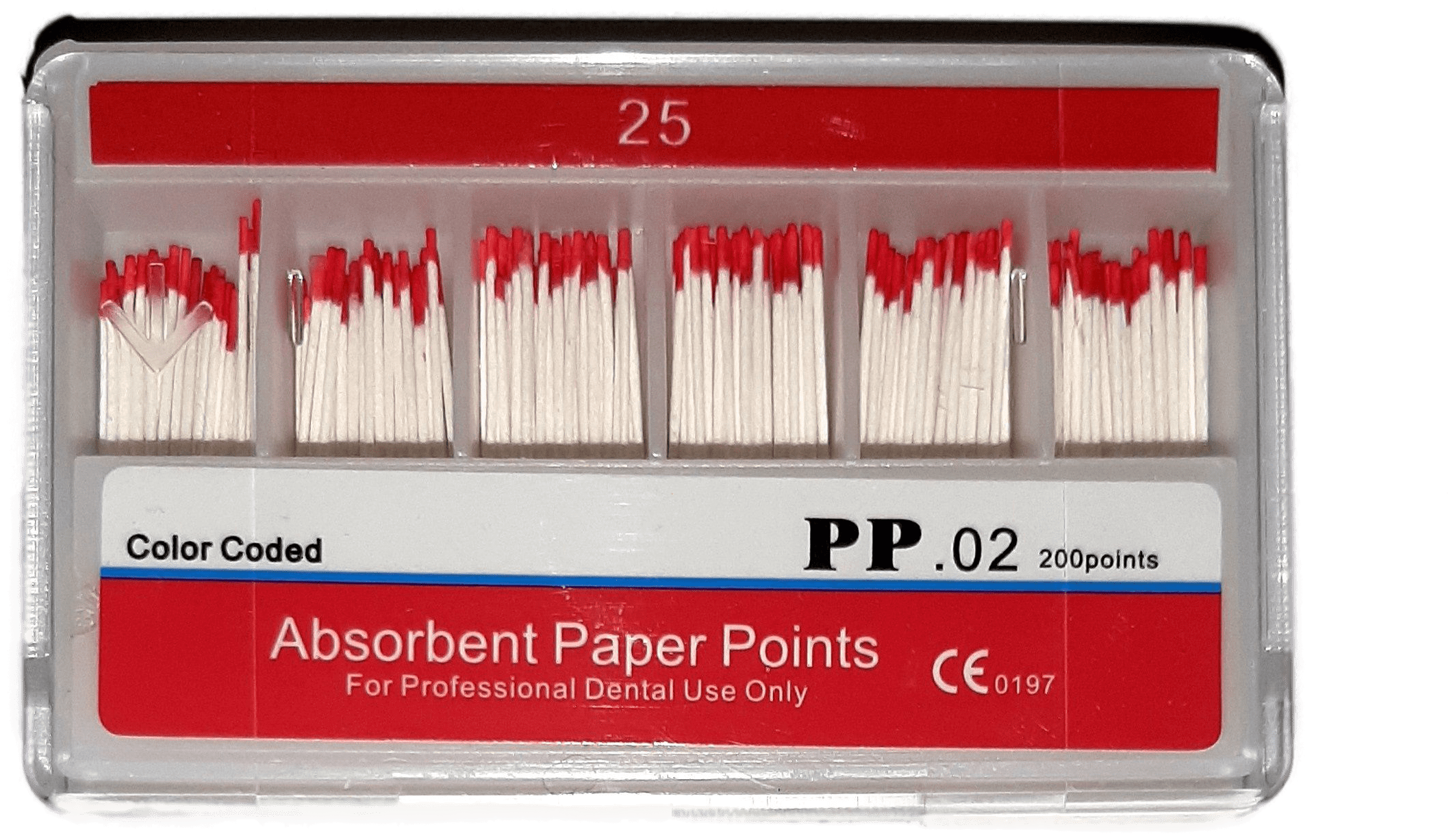 Штифты бумажные абсорбирующие эндоканальные стоматологические Absorbent Paper Points (HAND ROLLED) , конусность 02, размер №25, 100 шт. в упаковке