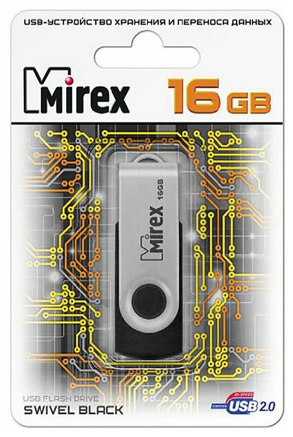 USB Флеш-накопитель MIREX SWIVEL BLACK 16GB