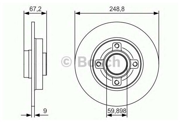 Диск тормозной задний для citroen c4, peugeot 307 1.4-2.0/1.6hdi/2.0hdi 01 Bosch 0986479S42