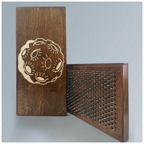 фото Доска садху с динамическими гвоздями, шаг 10мм, цвет венге модель космос (луна) - 244 сила души и тела