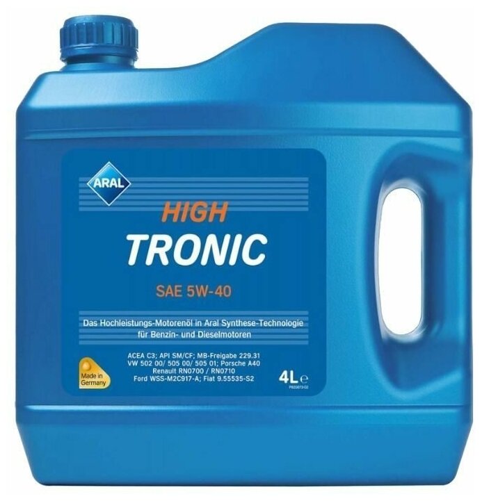Моторное масло ARAL 5W40 High Tronic 4л